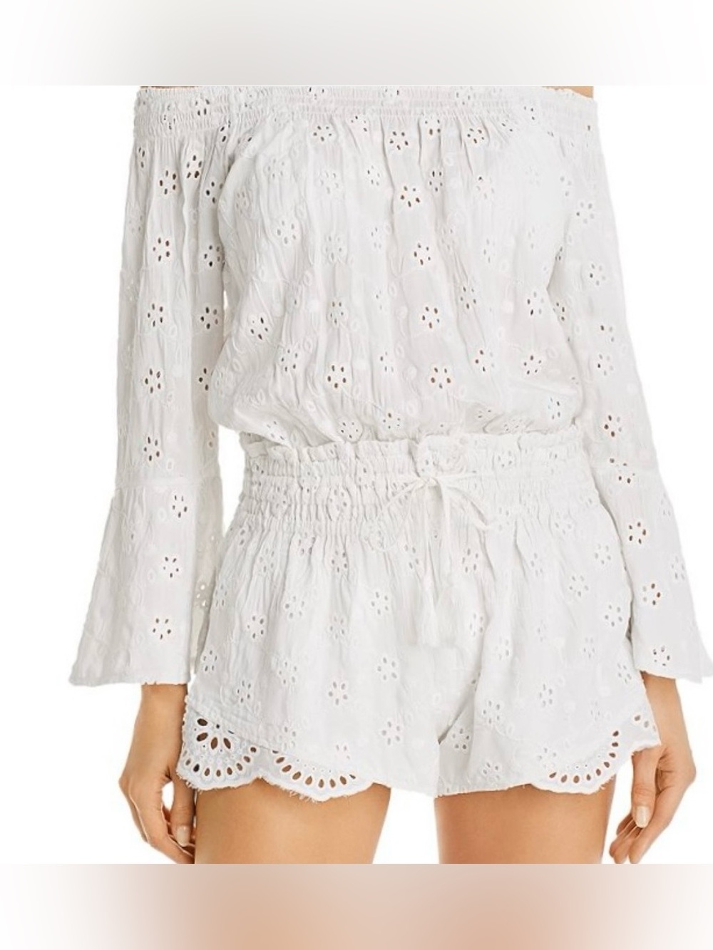 Surf Gypsy White Eyelet Off Shoulder Romper